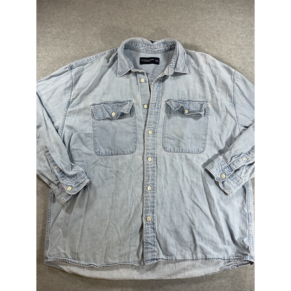 Abercrombie & Fitch 90s Oversized Denim Shirt Light Wash Blue XL 125S2361 2016